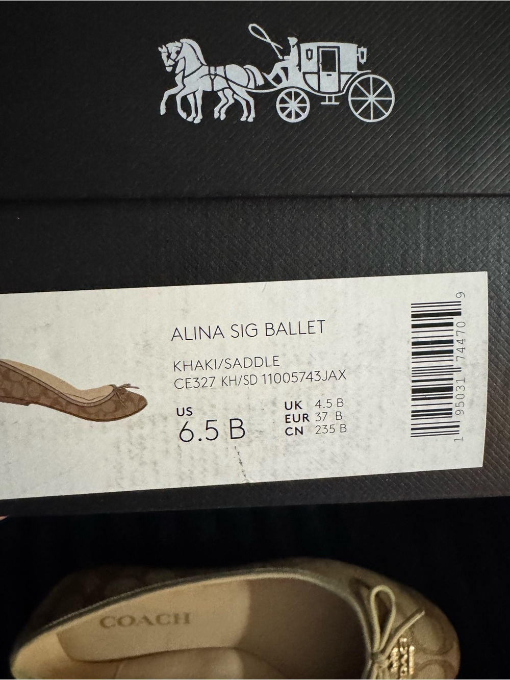 Coach Signature Canvas Bow Ballet Flats in Khaki/Tan - Picture 4 of 4